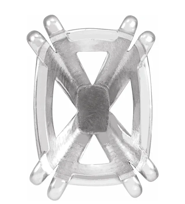 Platinum 8x6 mm Cushion 4-Prong Double-Claw Peg Setting